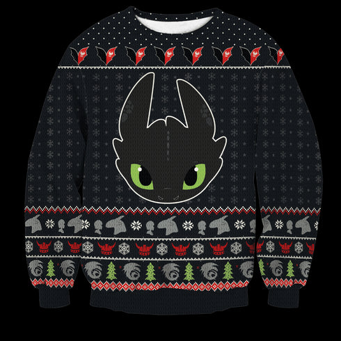 Toothless Christmas Unisex Wool Sweater